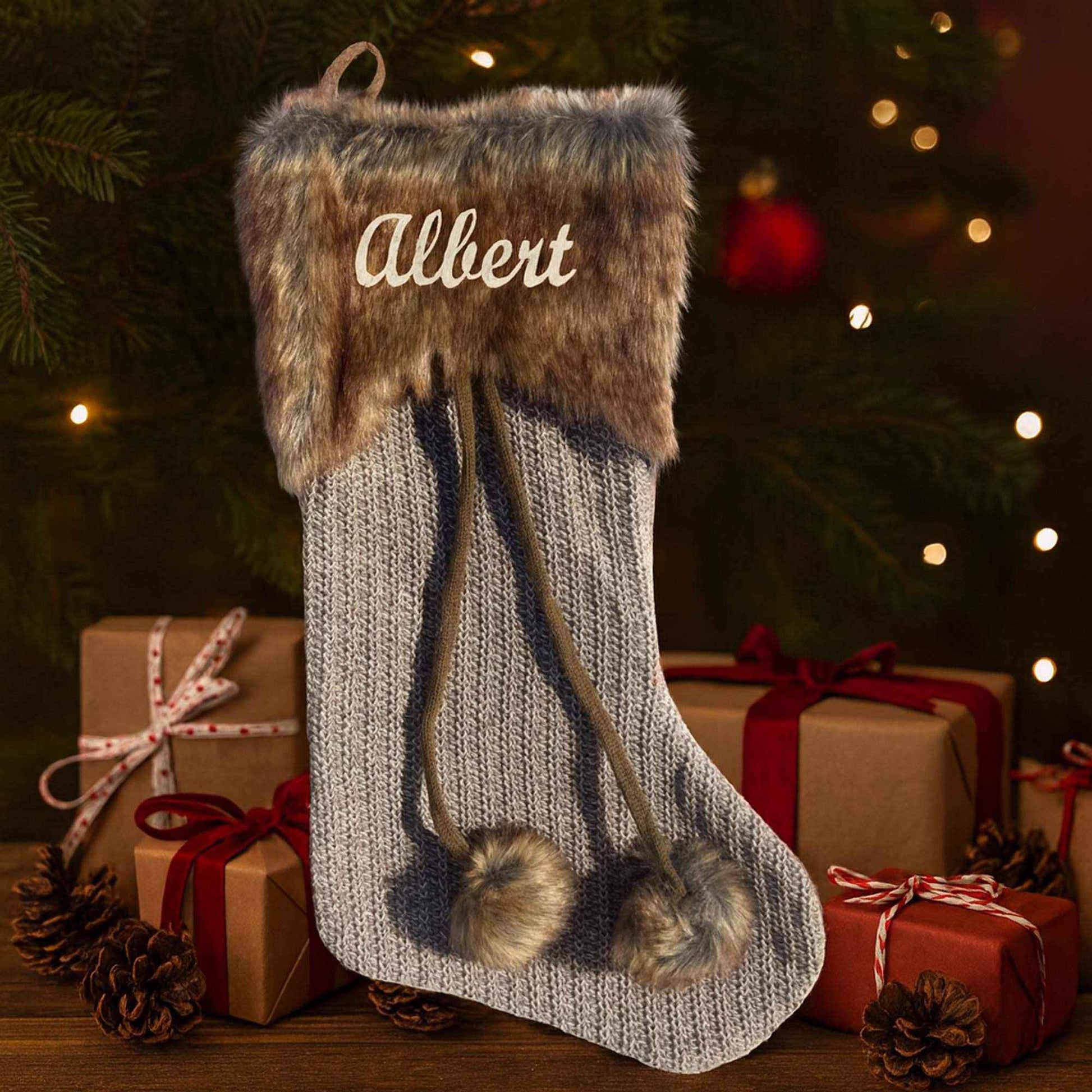 Julesok med navn - Brun Customizer 123Unik