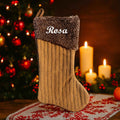 Julesok med navn - Brun strik Customizer 123Unik