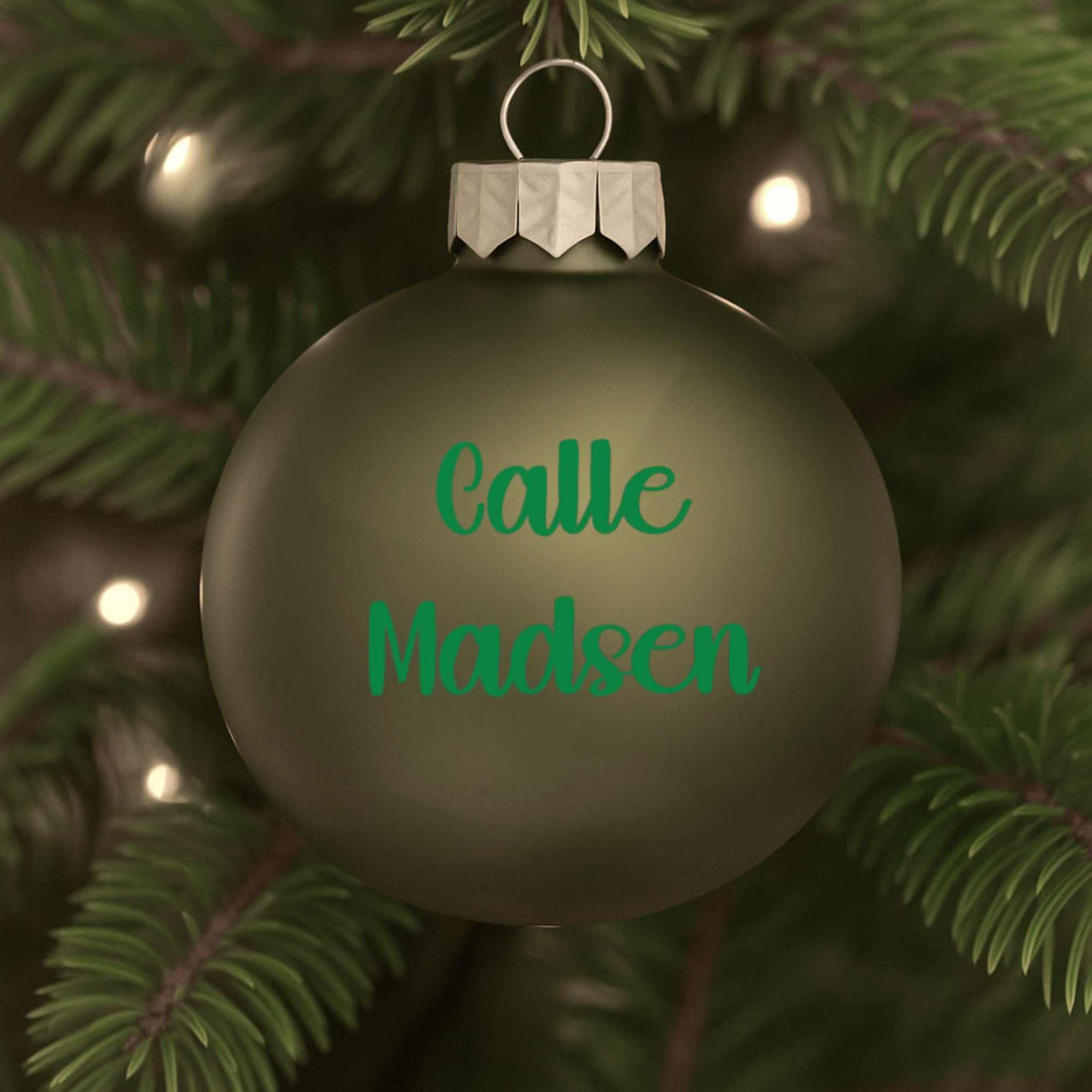 Blank olivengrøn julekugle 57mm Customizer 123Unik