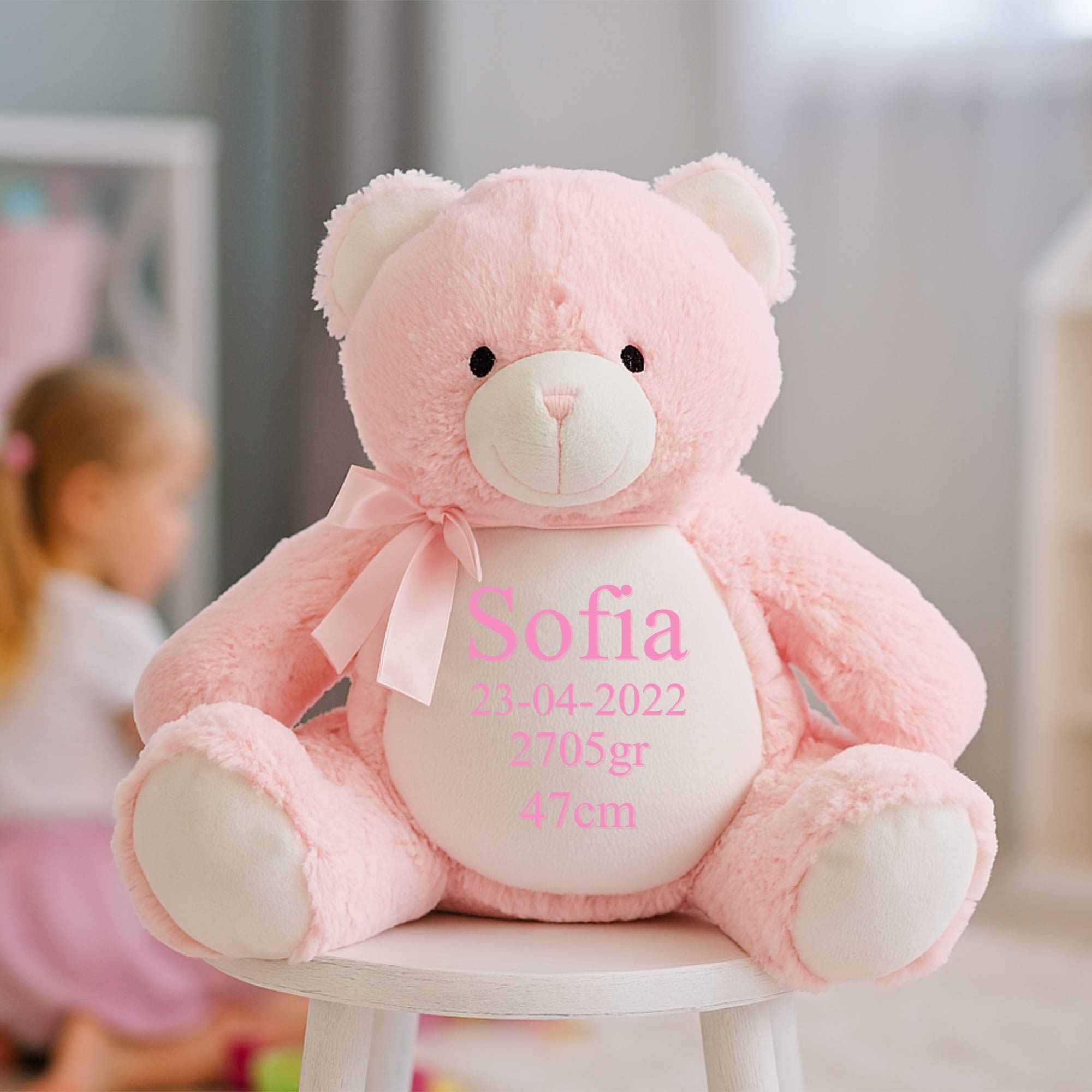 Personlig Lyserød Bamse med Broderi Customizer TeeInBlue