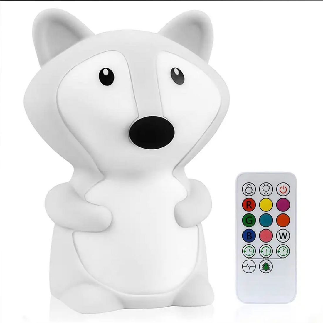 X LumiPets ræv natlampe med skiftende farver og fjernbetjening