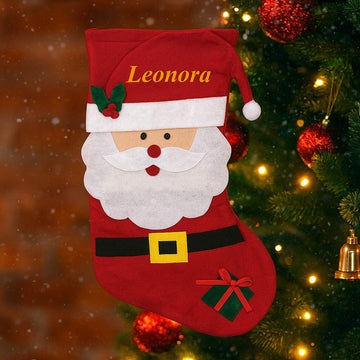 Julesok med navn- Julemand med gave Customizer TeeInBlue