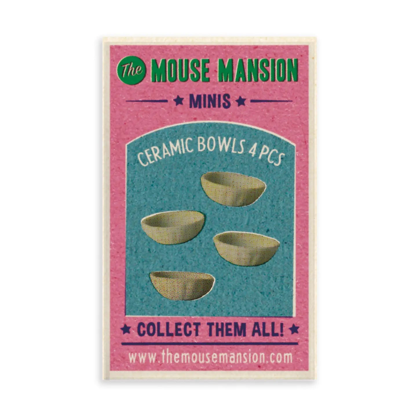 Mouse Mansion mini's skåle 4 stk keramik til dukkehus