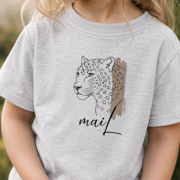 T-shirt til børm - Vilde Dyr Line Art. Vælg motiv