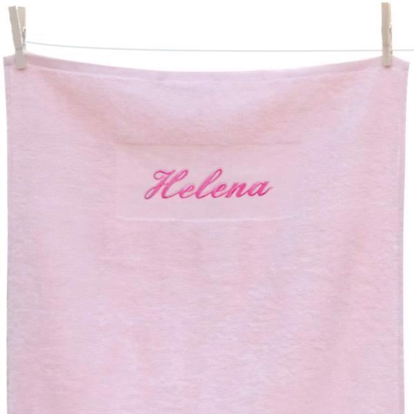 Lille Håndklæde med navn lyserød 50 x 90 cm