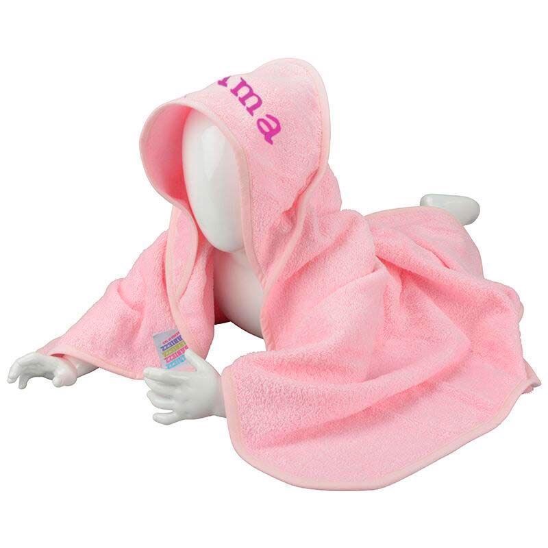 Babyhåndklæde lyserød m/u navn