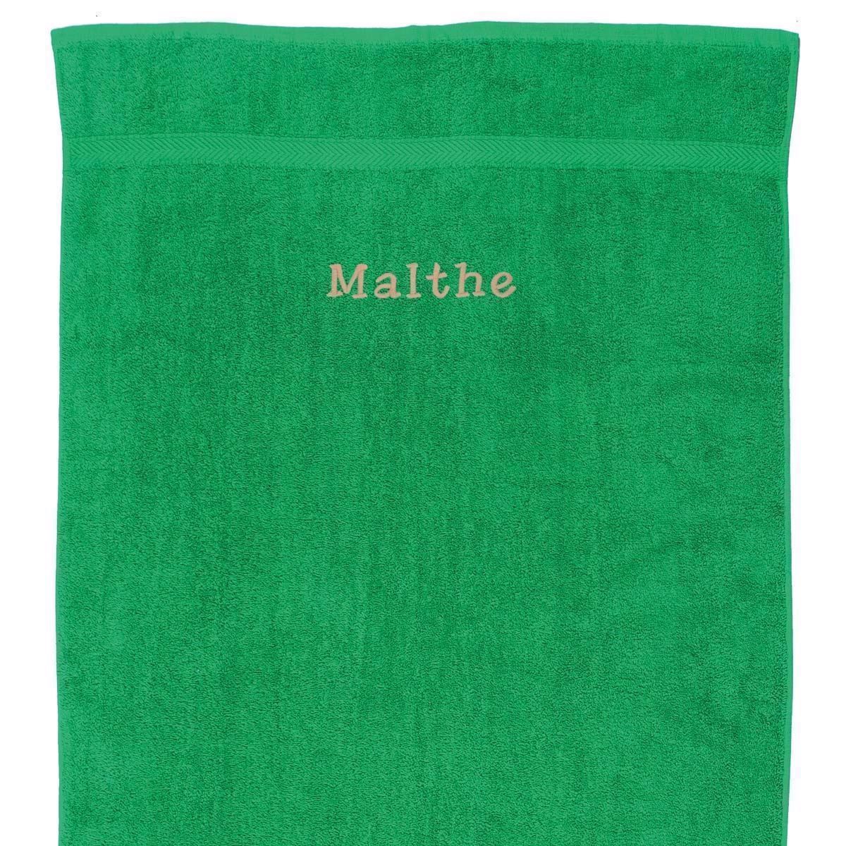 Græsgrønt Håndklæde med navn -  2 størrelser