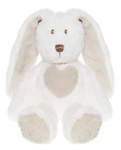 Hvid kanin med hjerte m/u navn fra Teddykompaniet