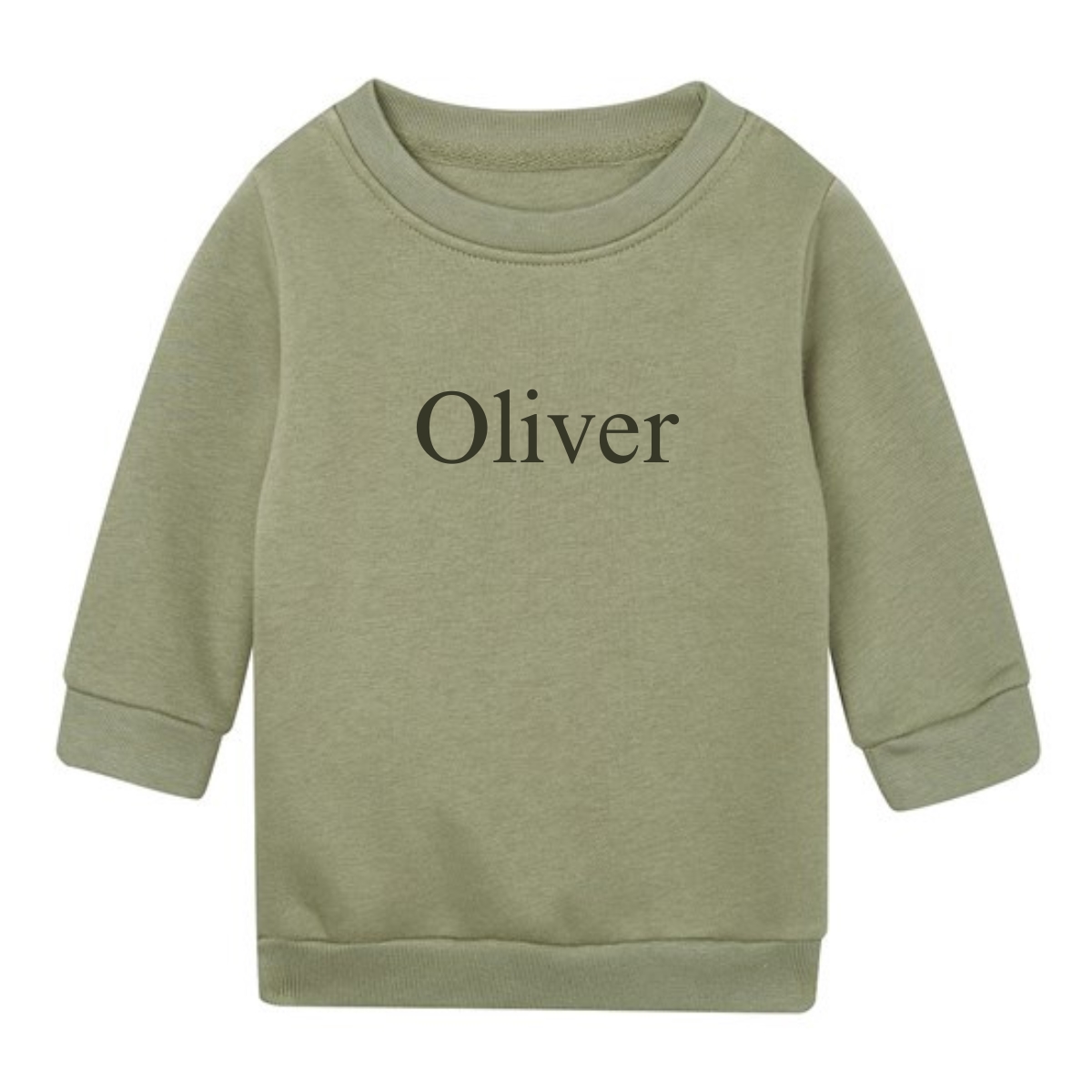 Sweatshirt i soft Olive med navn