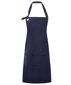 Mørkeblåt luksus kokkeforklæde med lomme med/uden navn - VOKSEN regulerbar