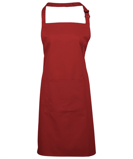 Rødt kokkeforklæde med lomme - med/uden navn - VOKSEN regulerbar