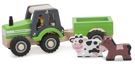 Image of Traktor med anhænger og dyr fra New Classic Toys (N11941)